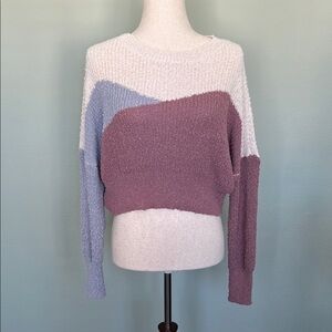 Debut - Cropped Colorblock Knit Sweater